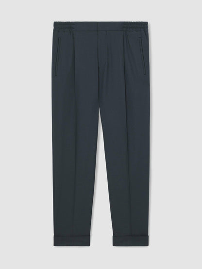 Reiss Relaxed-Fit Pleated Tapered Trousers in Steel Blue