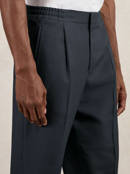 Reiss Relaxed-Fit Pleated Tapered Trousers in Steel Blue