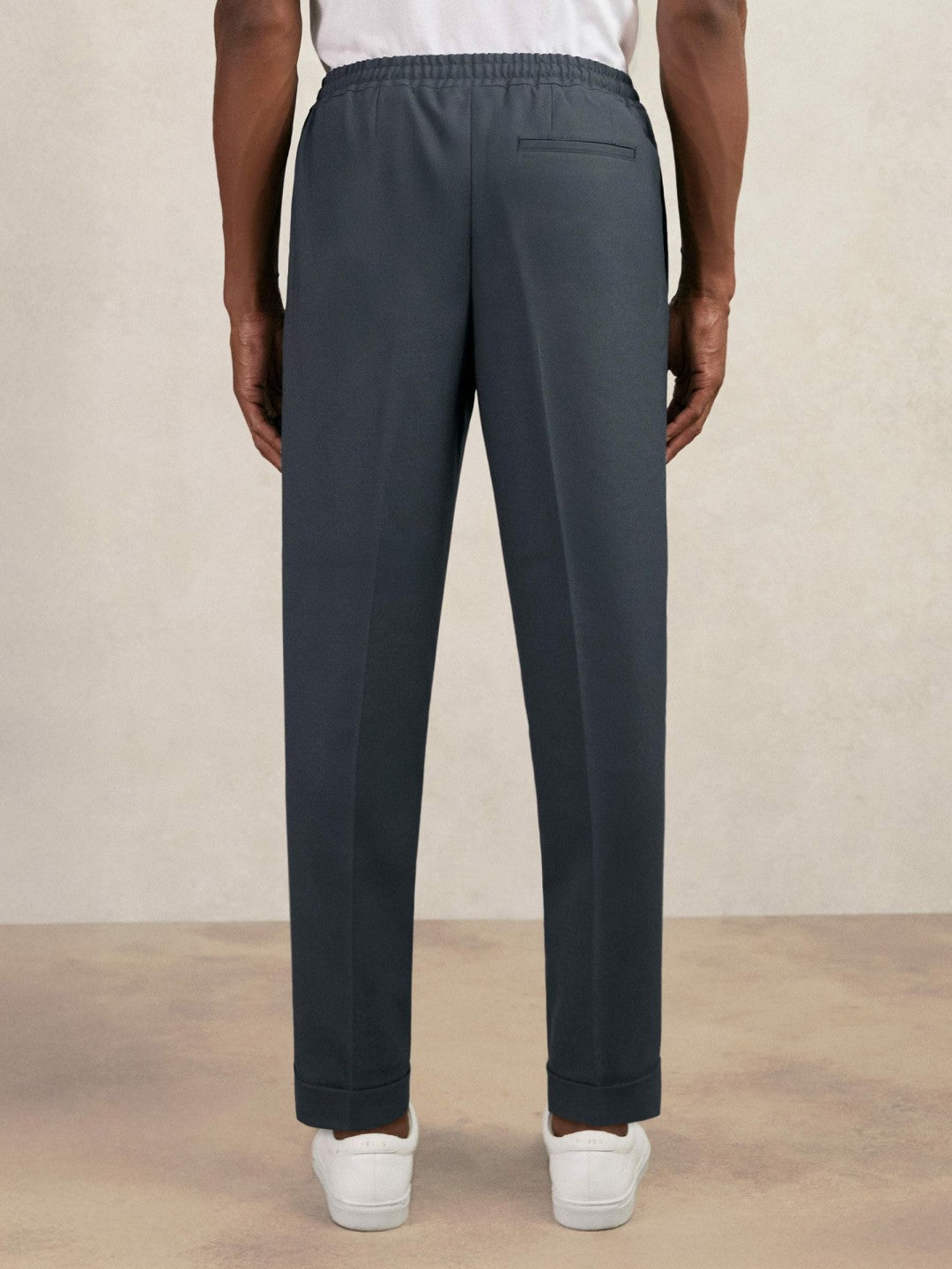 Reiss Relaxed-Fit Pleated Tapered Trousers in Steel Blue