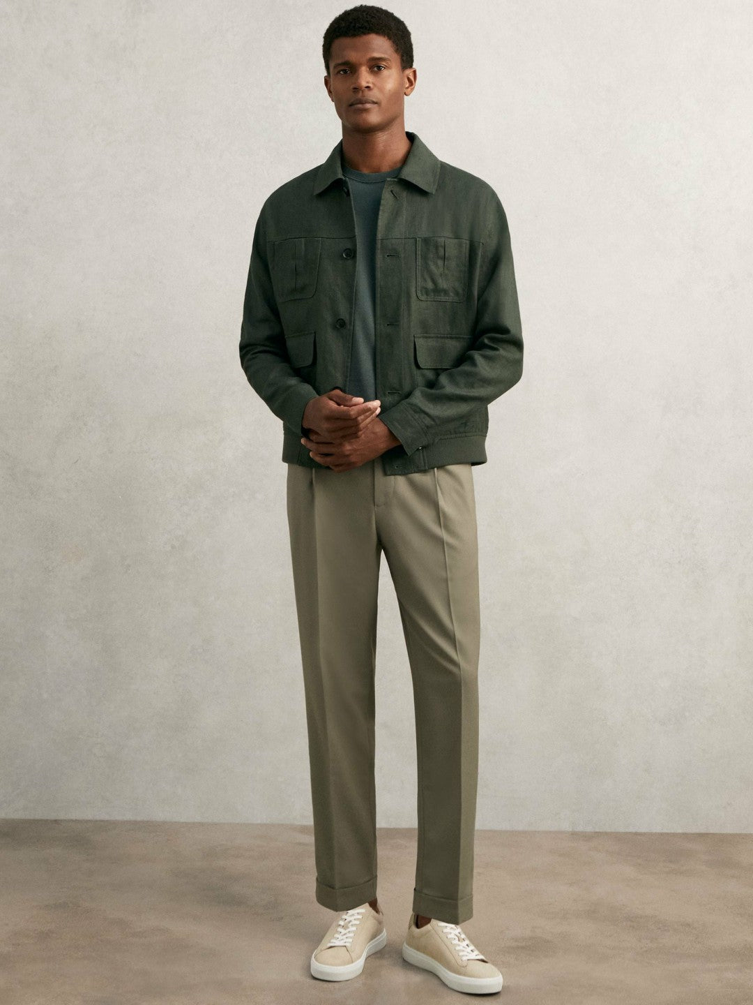Reiss Best Seller - Relaxed-Fit Pleated Tapered Trousers in Sage