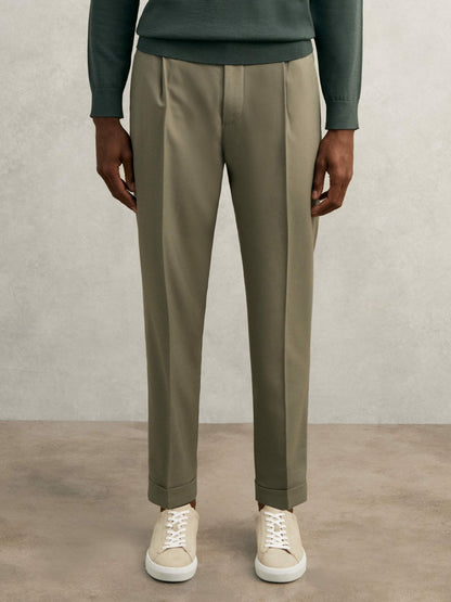 Reiss Best Seller - Relaxed-Fit Pleated Tapered Trousers in Sage