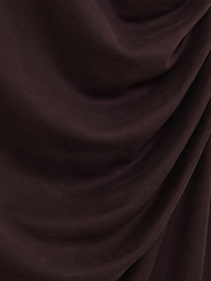 Reiss Jersey Ruched Racer Midi Dress in Burgundy