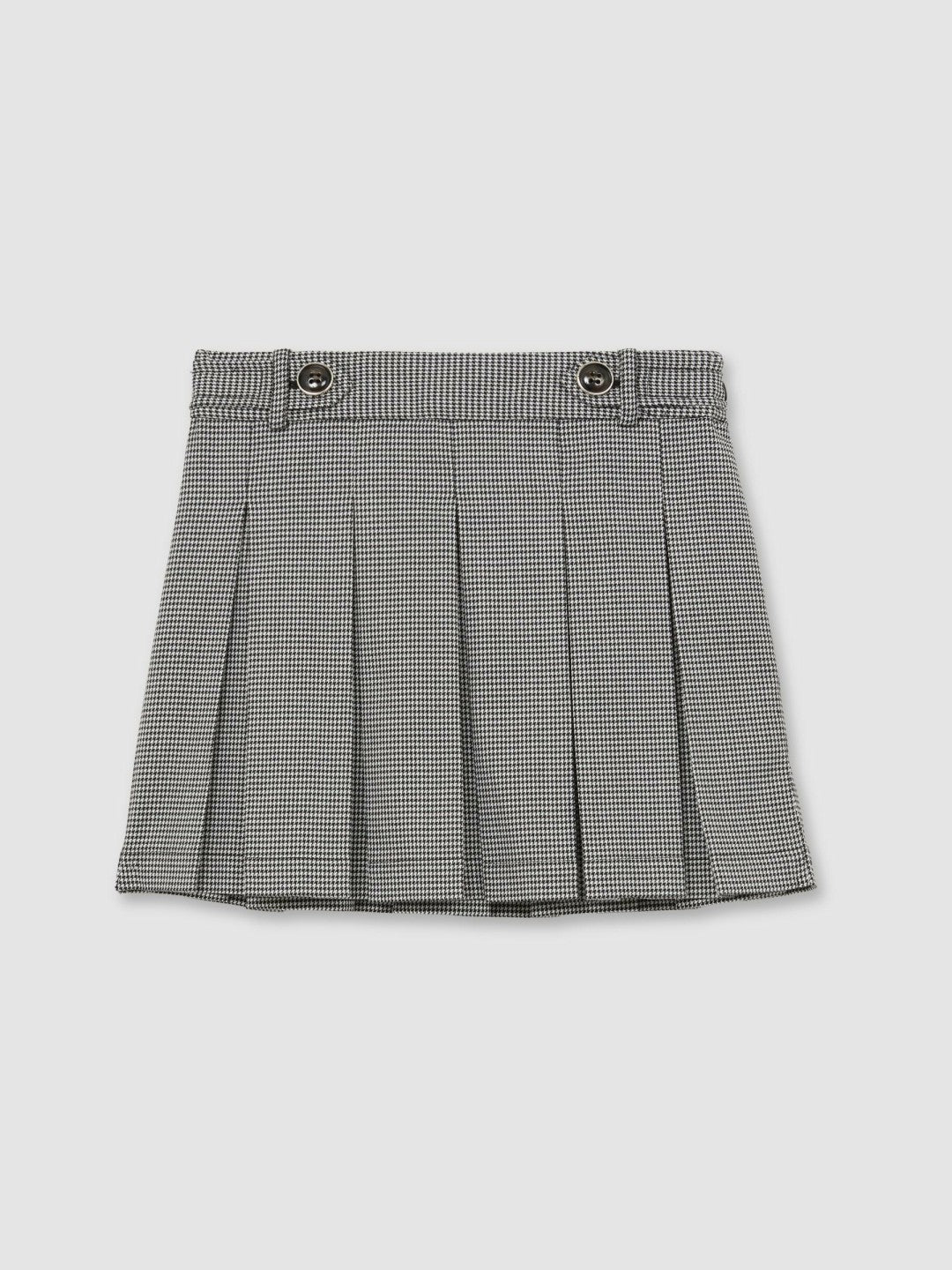Reiss Featured - Houndstooth-Check Pleated Skirt in Black/White