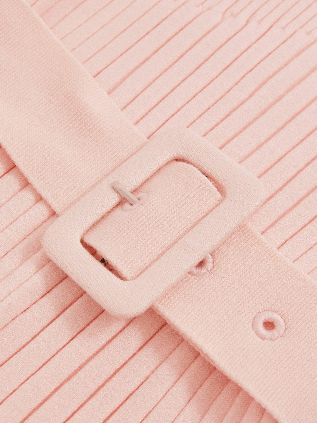 Reiss Offer - 9-13 yrs Rib-Knit Roll-Neck Belted Dress in Pink