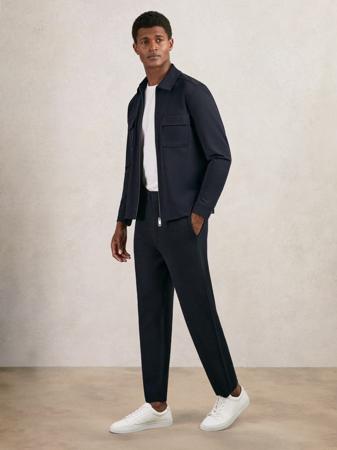 Reiss Popular Choice - Tapered Knitted Trousers in Navy