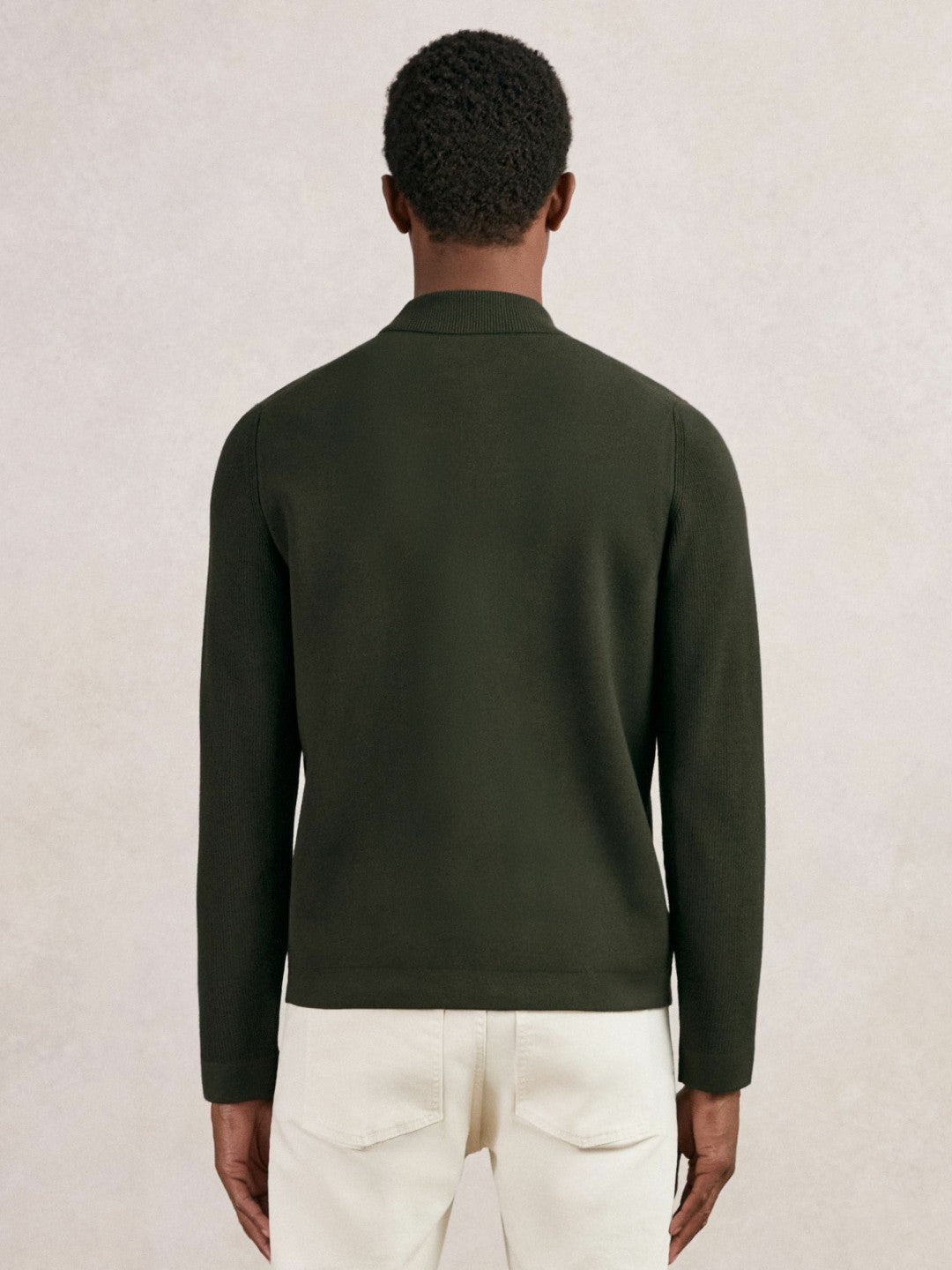 Reiss Four-Pocket Zip-Through Cardigan in Forest Green