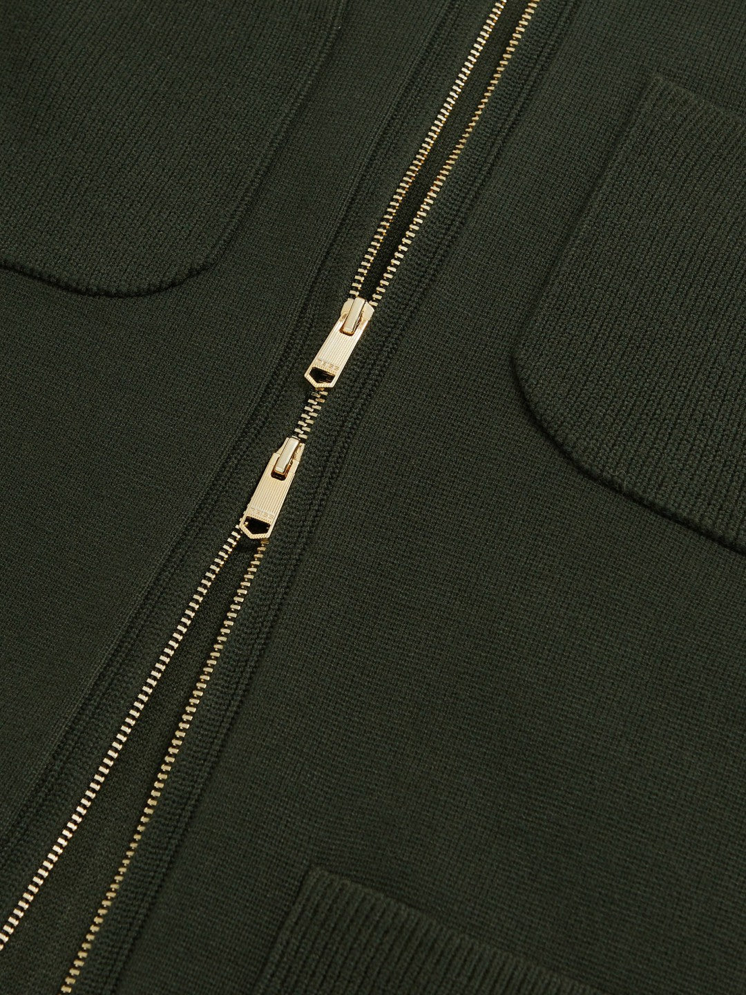Reiss Four-Pocket Zip-Through Cardigan in Forest Green