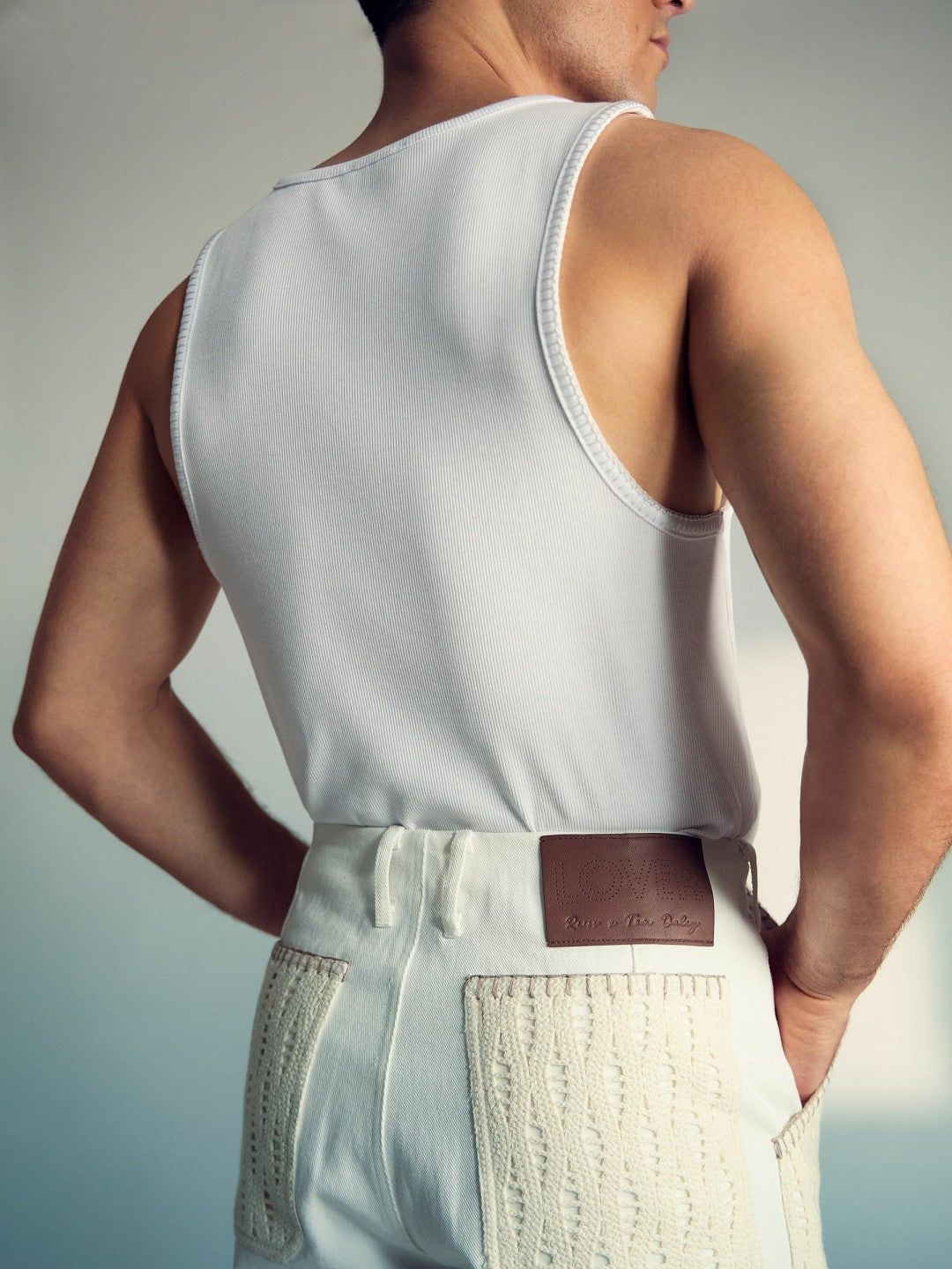 Reiss Affordable - | Tom Daley Crochet Denim Shorts in Off White