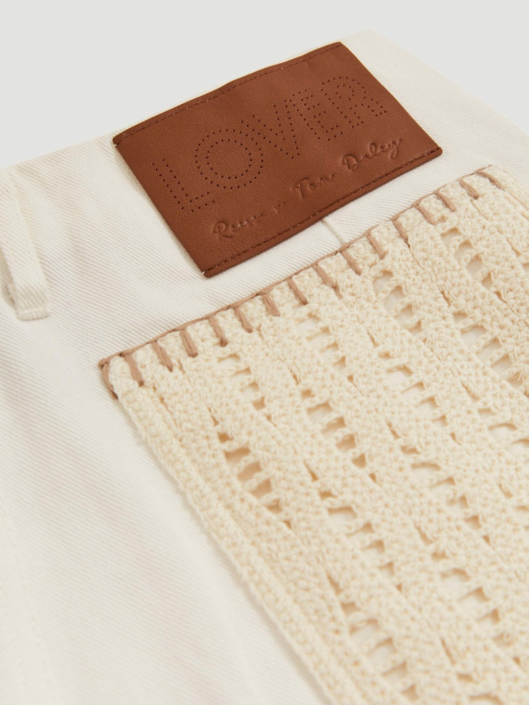 Reiss Affordable - | Tom Daley Crochet Denim Shorts in Off White