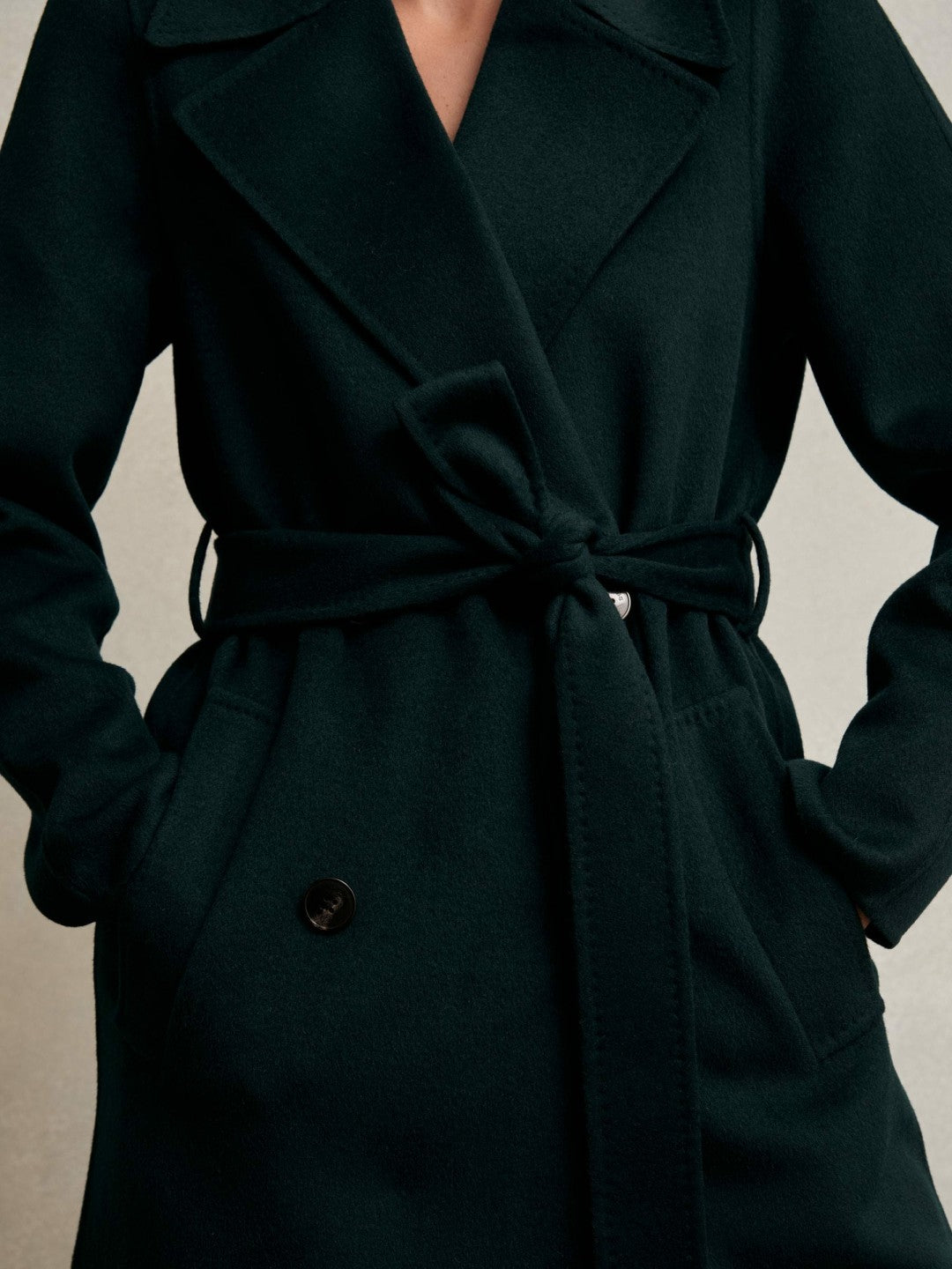 Reiss Popular Choice - Petite Double-Breasted Blindseam Coat Wool-Blend in Green