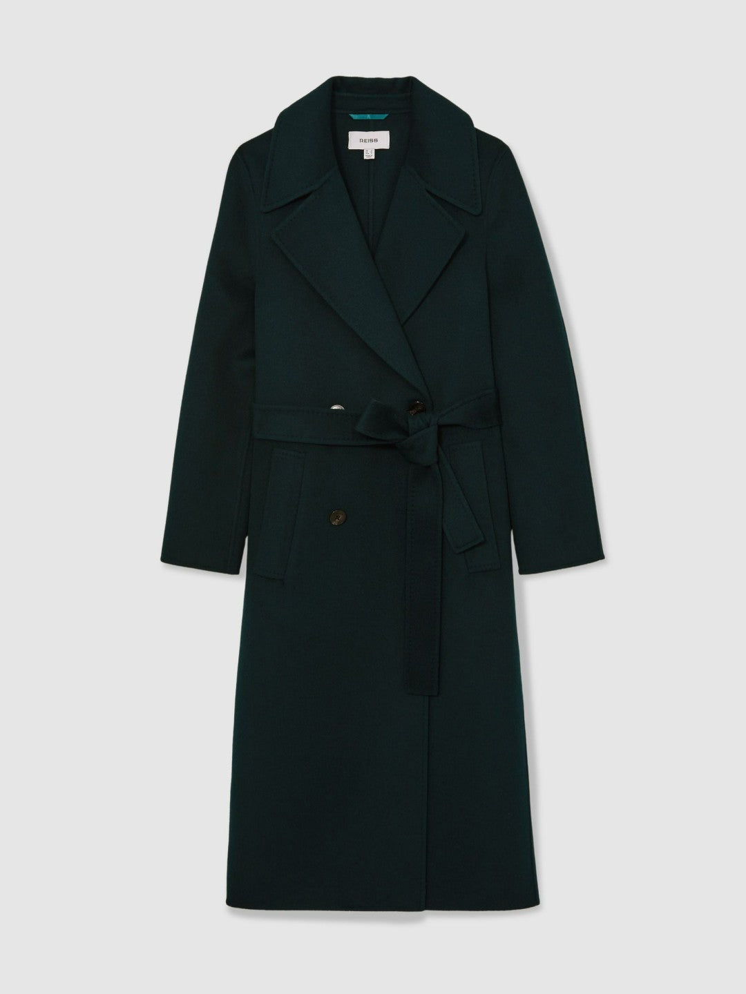 Reiss Double-Breasted Blindseam Coat Wool-Blend in Green