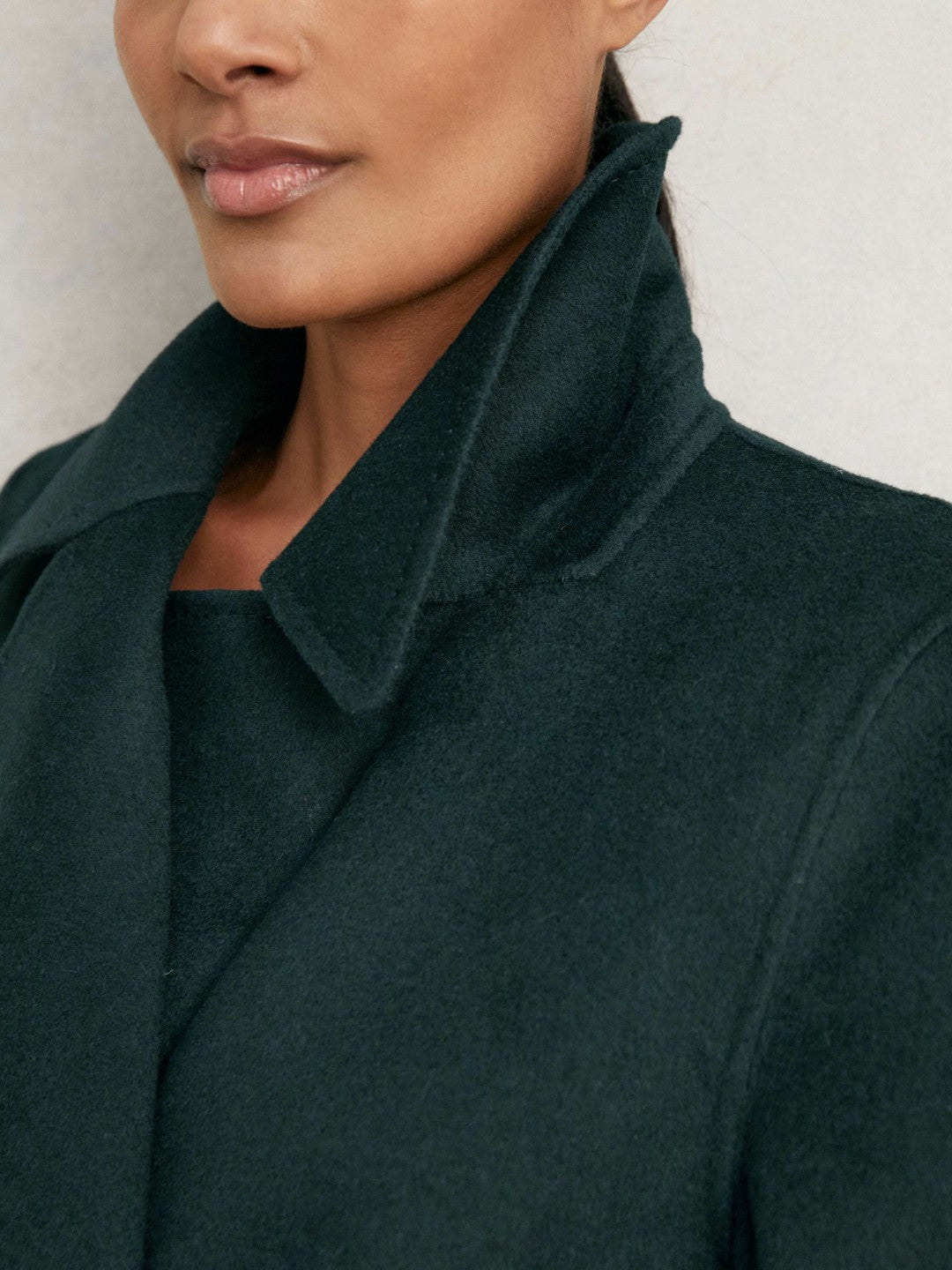 Reiss Double-Breasted Blindseam Coat Wool-Blend in Green
