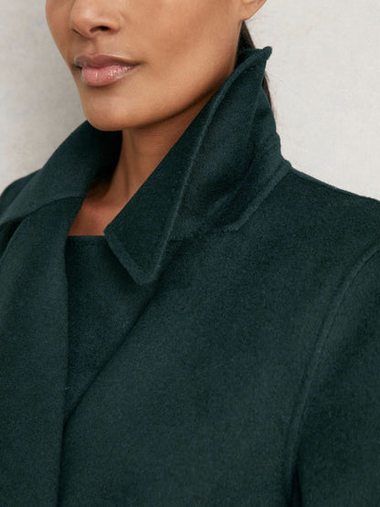 Reiss Double-Breasted Blindseam Coat Wool-Blend in Green