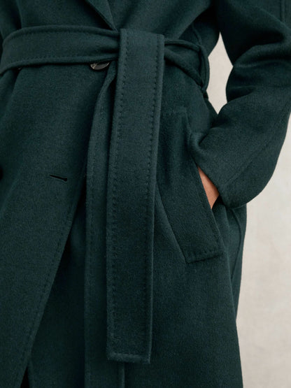 Reiss Double-Breasted Blindseam Coat Wool-Blend in Green