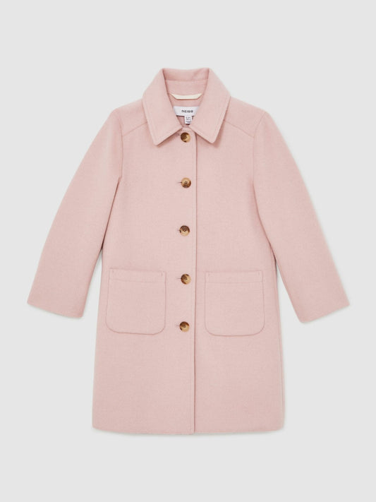 Reiss Affordable - 13-14 yrs Wool-Blend Single-Breasted Coat in Pink