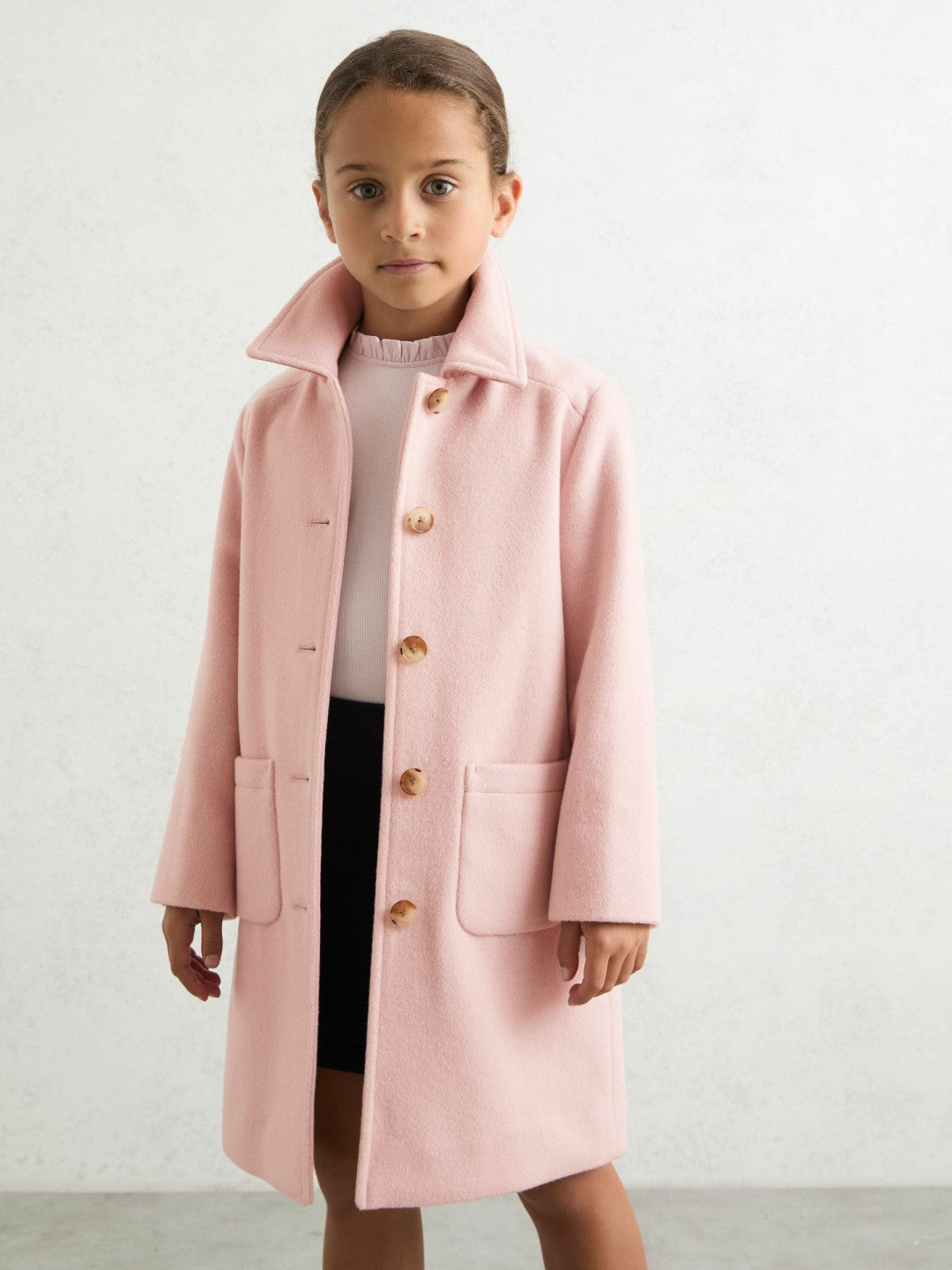 Reiss Affordable - 13-14 yrs Wool-Blend Single-Breasted Coat in Pink