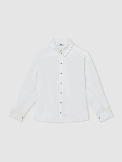 Reiss Offer - Cotton Button Through Oxford Shirt in White