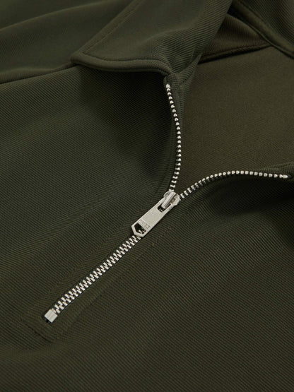 Reiss Savings - Textured Raglan Half-Zip Polo Shirt in Green