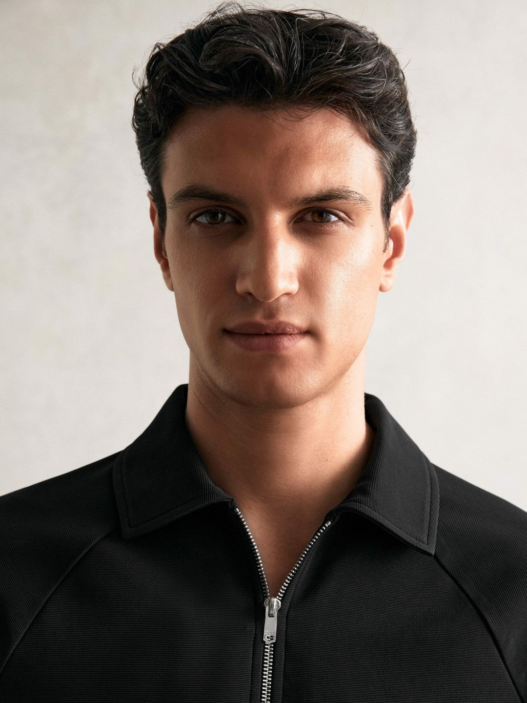Reiss Savings - Textured Raglan Half-Zip Polo Shirt in Black