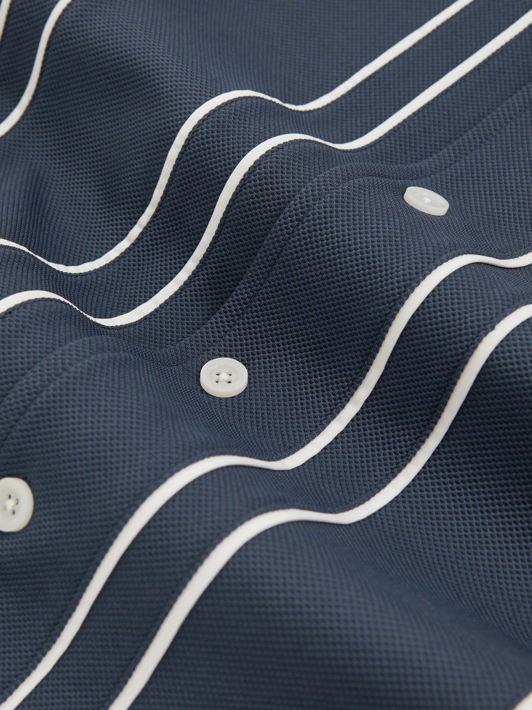 Reiss Affordable - Piped-Stripe Cuban-Collar Shirt in Airforce Blue