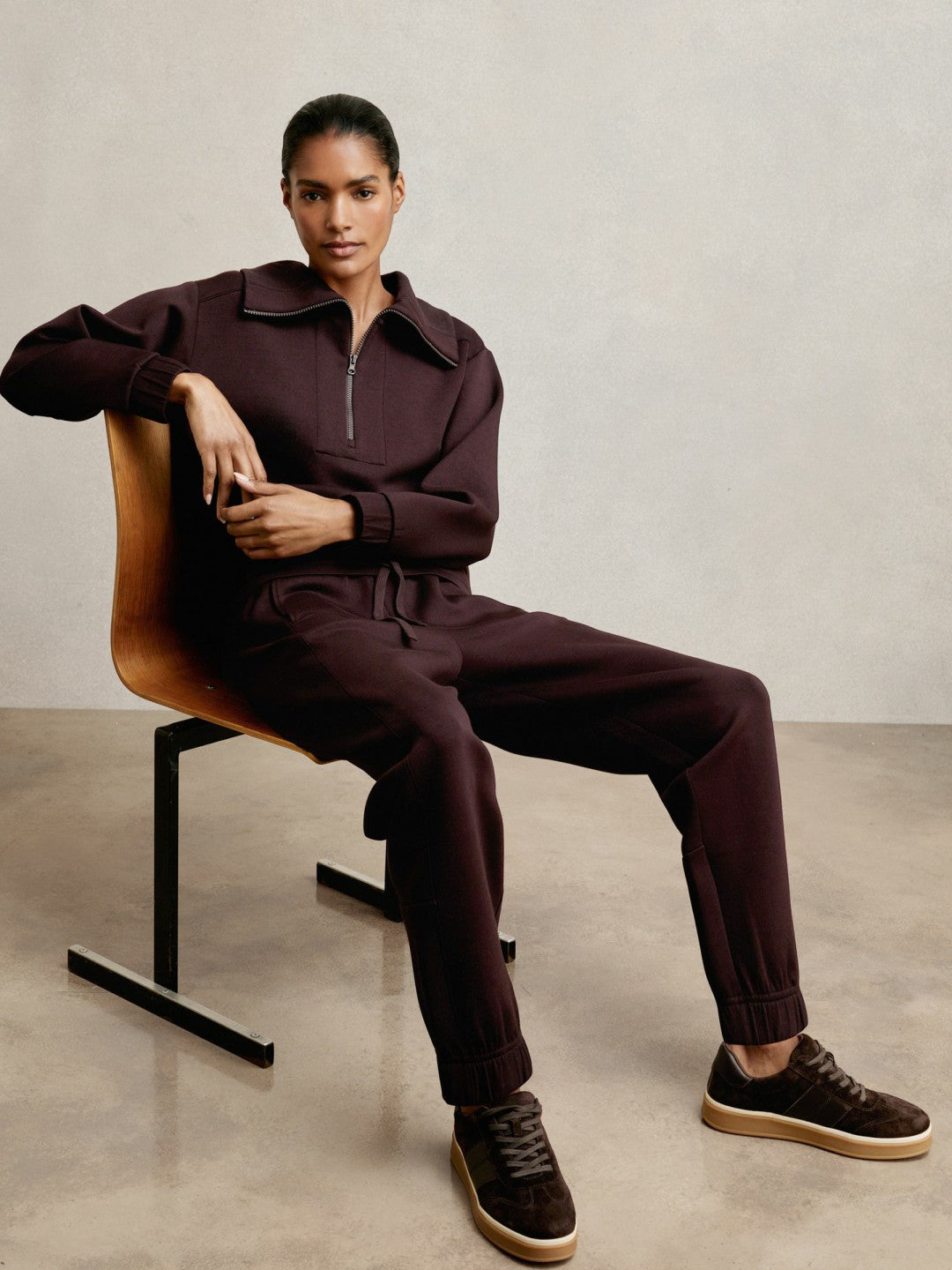 Reiss Sale - Tapered Elasticated-Waist Joggers in Plum