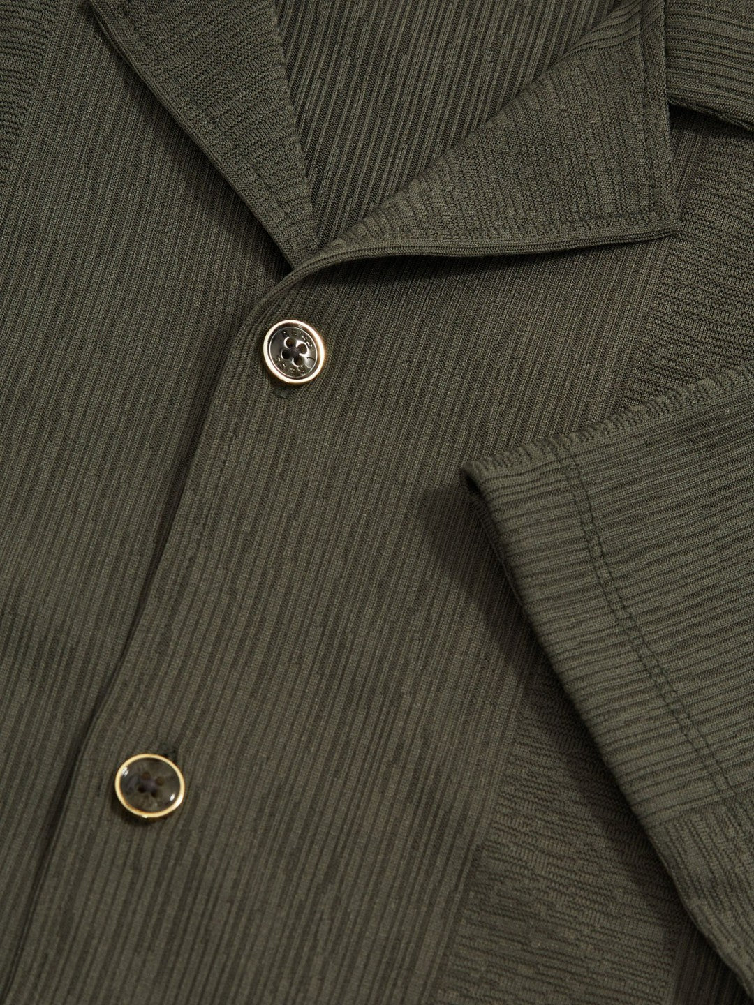 Reiss Offer - Jacquard-Stripe Cuban-Collar Shirt in Dark Green