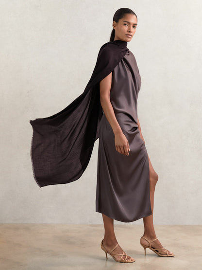 Reiss Sale - Wool-Cashmere Lightweight Scarf in Burgundy
