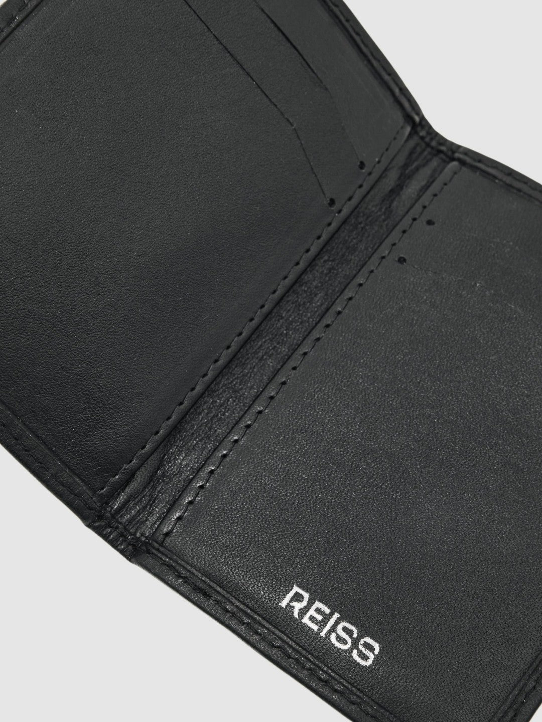 Reiss Sale - Leather Large Lattice-Effect Cardholder in Black