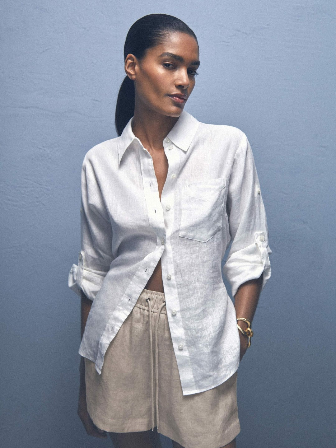 Reiss Best Seller - Linen-Blend Drawstring Shorts in Neutral