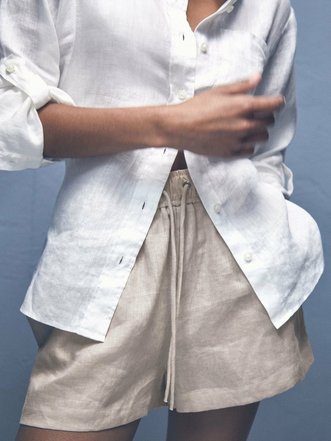 Reiss Best Seller - Linen-Blend Drawstring Shorts in Neutral