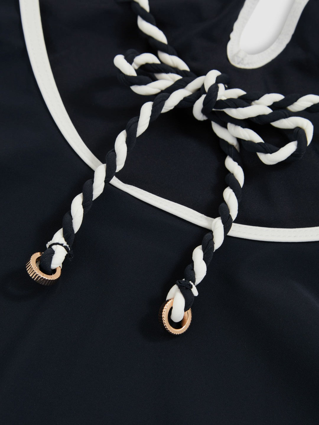 Reiss Sale - Contrast-Trim Plunge-Neck Swimsuit in Navy/White
