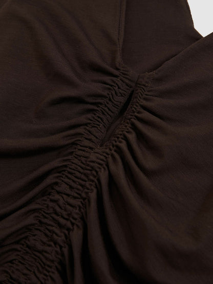 Reiss Sale - Stretch Lyocell Jersey Ruched Vest in Chocolate Brown