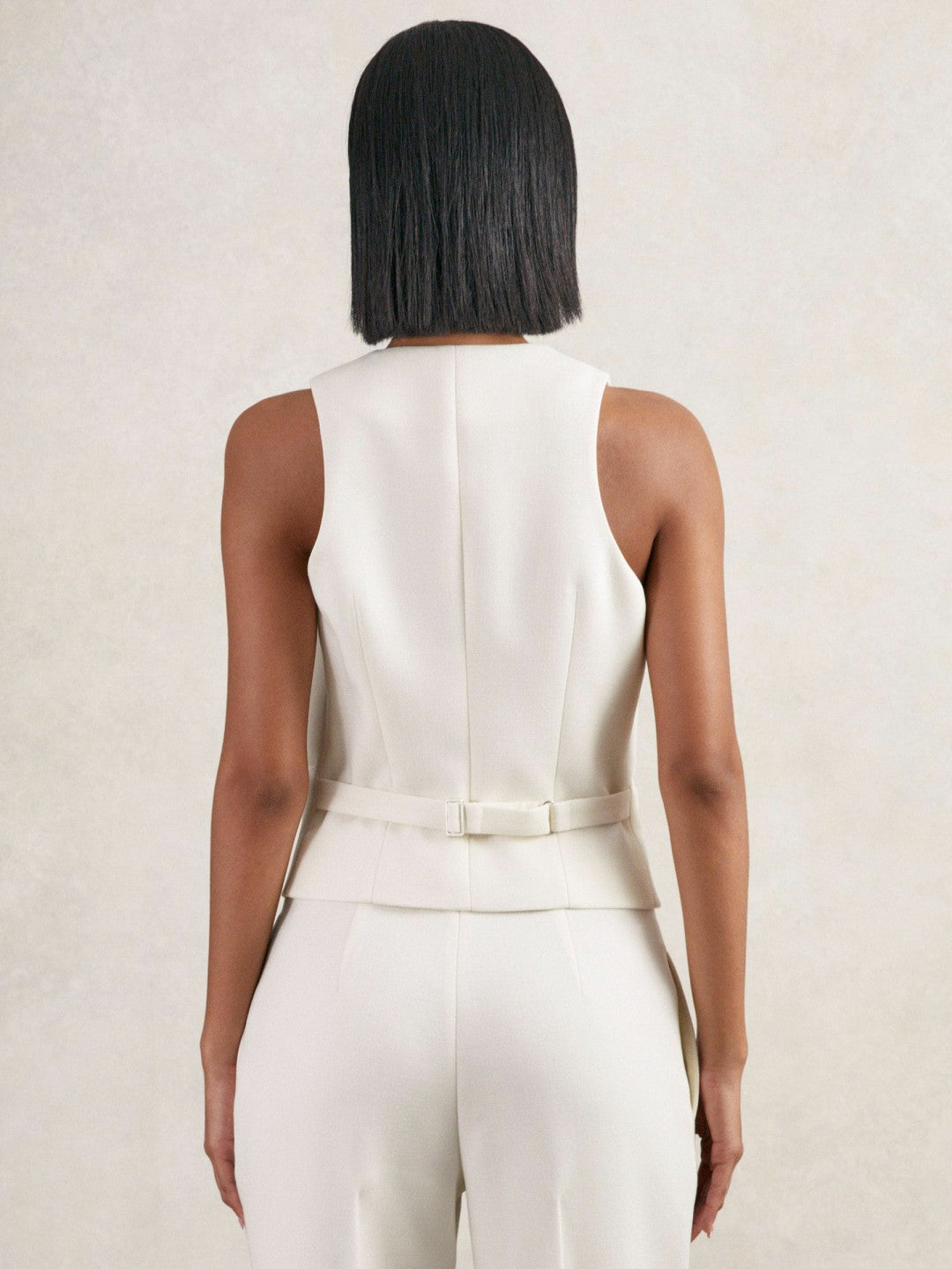 Reiss Offer - Single-Breasted Twill Waistcoat With Wool in White