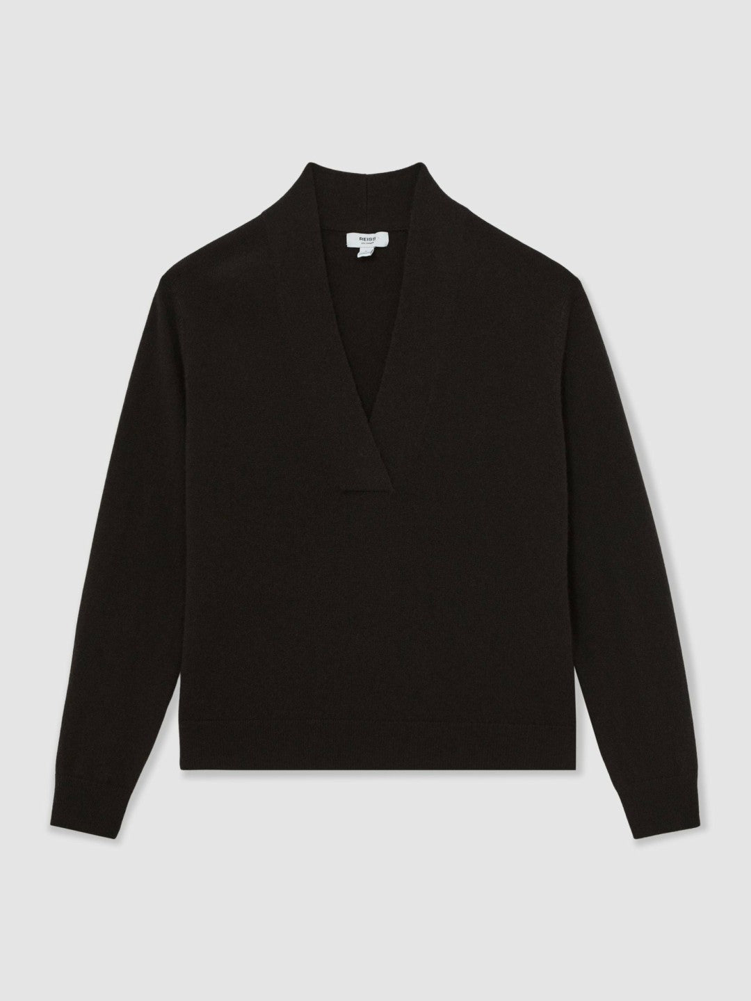 Reiss Cashmere V-Neck Jumper in Chocolate Brown