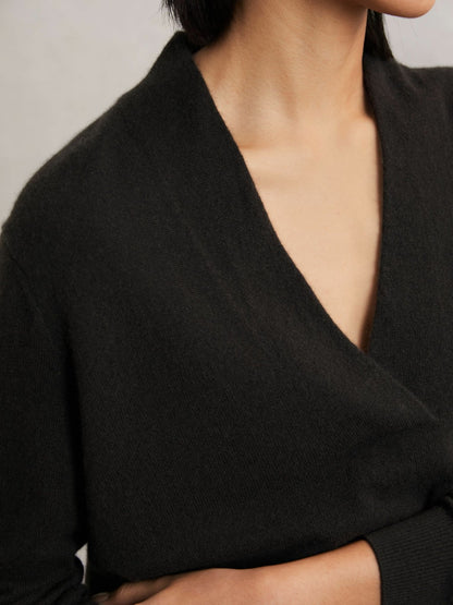 Reiss Cashmere V-Neck Jumper in Chocolate Brown