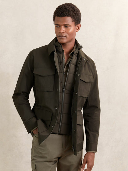 Reiss Sale - Removable-Gilet Safari Jacket in Green