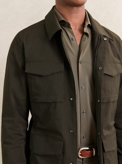 Reiss Sale - Removable-Gilet Safari Jacket in Green