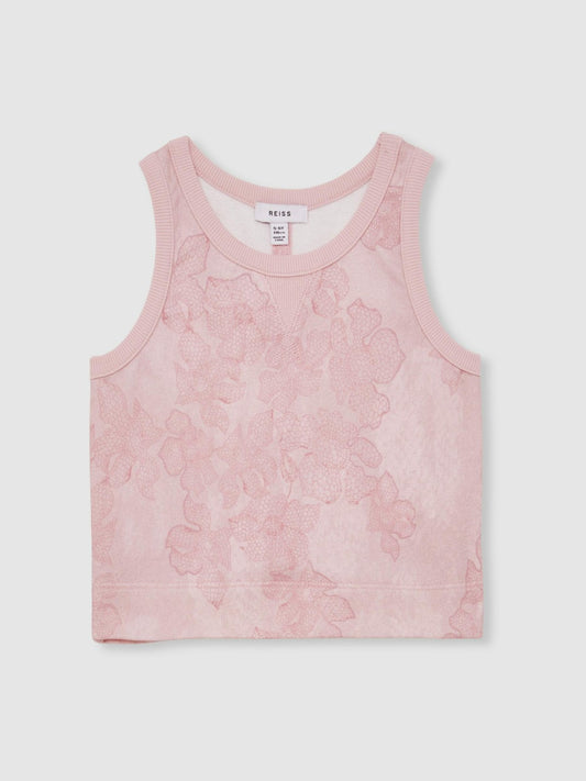 Reiss Affordable - 13-14 yrs Cotton Floral Vest and Joggers Set in Pink Print