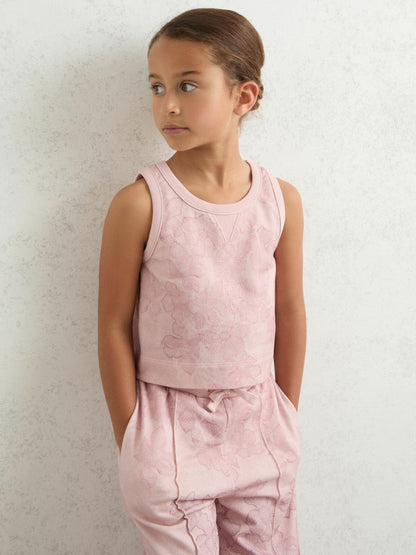 Reiss Affordable - 13-14 yrs Cotton Floral Vest and Joggers Set in Pink Print