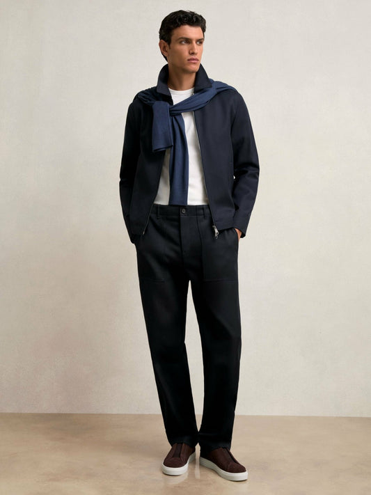 Reiss Featured - Lyocell Cotton Wide Utility Trousers in Navy