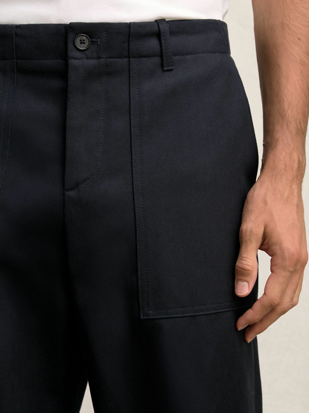Reiss Featured - Lyocell Cotton Wide Utility Trousers in Navy