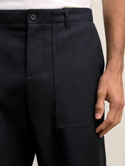 Reiss Featured - Lyocell Cotton Wide Utility Trousers in Navy