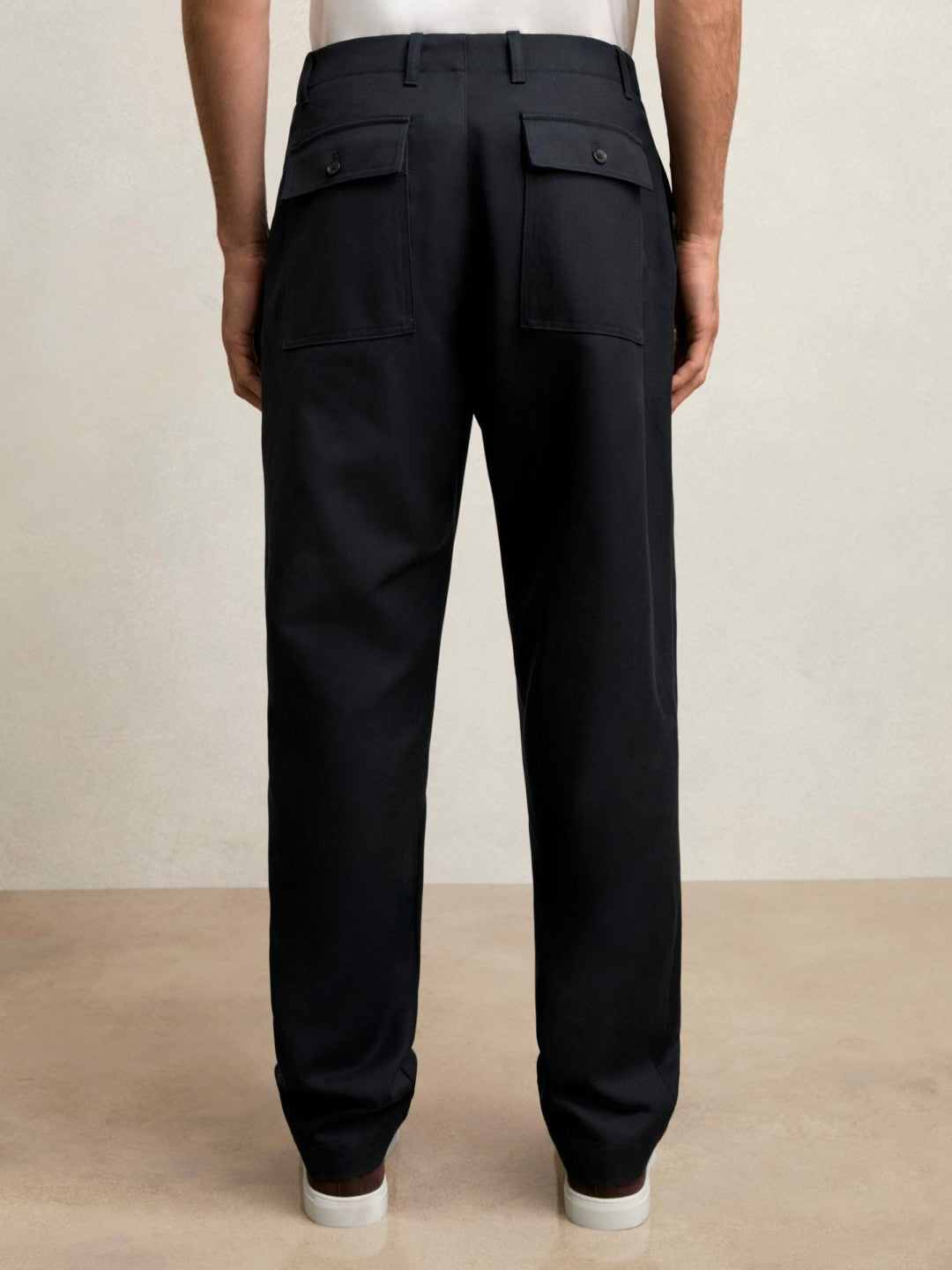 Reiss Featured - Lyocell Cotton Wide Utility Trousers in Navy