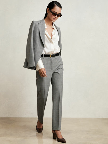 Reiss Popular Choice - Petite Check Slim-Fit Suit Trousers in Grey