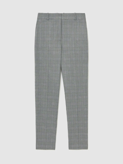 Reiss Popular Choice - Petite Check Slim-Fit Suit Trousers in Grey