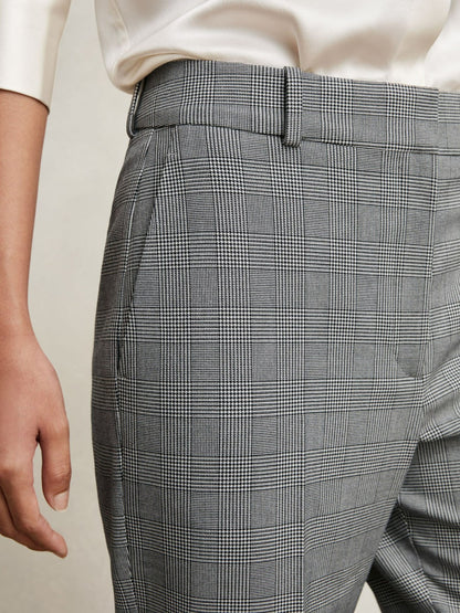 Reiss Popular Choice - Petite Check Slim-Fit Suit Trousers in Grey