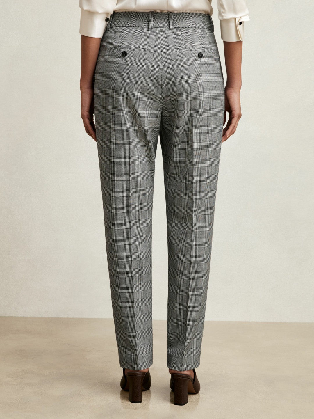 Reiss Popular Choice - Petite Check Slim-Fit Suit Trousers in Grey