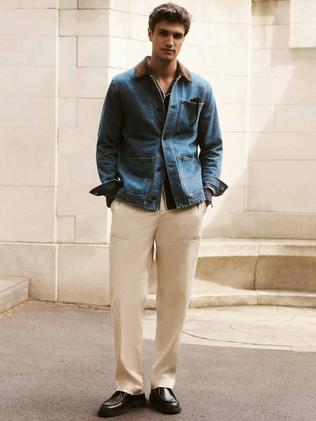 Reiss Savings - Lyocell Cotton Wide Utility Trousers in Ecru