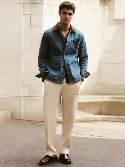 Reiss Savings - Lyocell Cotton Wide Utility Trousers in Ecru