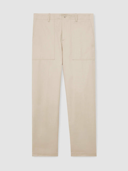 Reiss Savings - Lyocell Cotton Wide Utility Trousers in Ecru